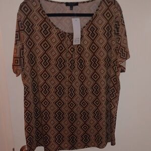 Elegant Brown Geometric Blouse